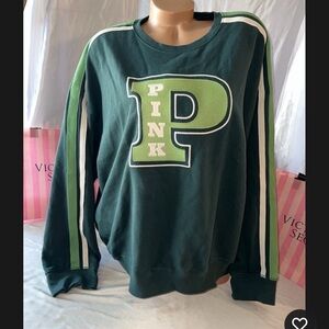 PINK Victoria's Secret Dark Green Sweatshirt with Logo